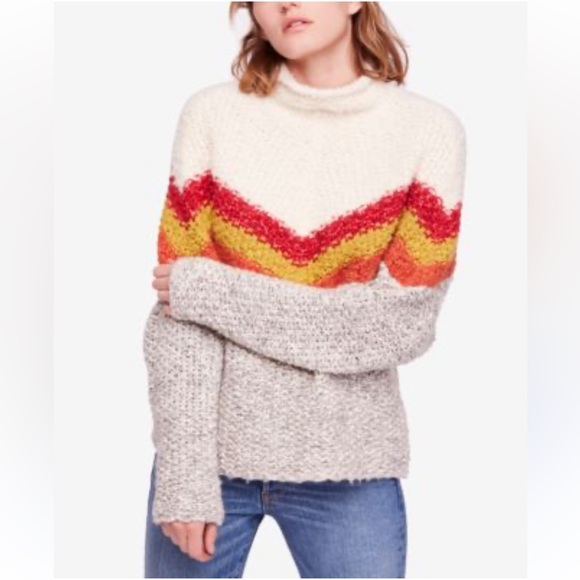 Free People Turn Around Chevron
Stripe Chunky Knit Sweater size S - Picture 2 of 5